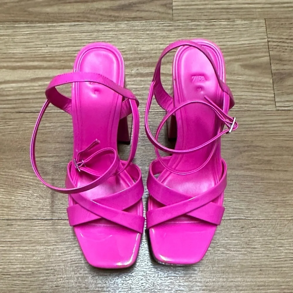 ZARA Block Heels Platform pink Sandals